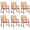 Image de vidaXL Chaises à manger d'extérieur lot de 6 et coussins Acacia massif3078350
