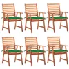 Image de vidaXL Chaises à manger d'extérieur lot de 6 et coussins Acacia massif