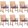 Image de vidaXL Vidaxl Chaises À Dîner D'extérieur 6 Pcs Avec Coussins Acacia Massif