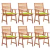 Image de vidaXL Chaises à manger d'extérieur lot de 6 et coussins Acacia massif3078358