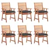 Image de vidaXL Chaises à manger d'extérieur lot de 6 et coussins Acacia massif