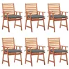 Image de vidaXL Chaises à manger d'extérieur lot de 6 et coussins Acacia massif