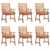 Image de vidaXL Chaises à manger d'extérieur lot de 6 et coussins Acacia massif