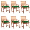Image de vidaXL Chaises à manger d'extérieur lot de 6 et coussins Acacia massif