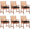 Image de vidaXL Vidaxl Chaises À Dîner D'extérieur 6 Pcs Avec Coussins Acacia Massif