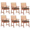 Image de vidaXL Chaises à manger d'extérieur lot de 6 et coussins Acacia massif