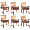 Image de vidaXL Vidaxl Chaises À Dîner D'extérieur 6 Pcs Avec Coussins Acacia Massif