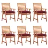 Image de vidaXL Chaises à manger d'extérieur lot de 6 et coussins Acacia massif