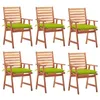 Image de Vidaxl Chaises Ã DÃ®ner D'extÃ©rieur 6 Pcs Avec Coussins Acacia Massif