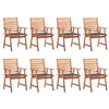 Image de vidaXL Chaises à manger d'extérieur lot de 8 et coussins Acacia massif3078374