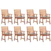 Image de vidaXL Chaises à manger d'extérieur lot de 8 et coussins Acacia massif