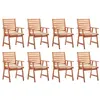 Image de vidaXL Chaises à manger d'extérieur lot de 8 et coussins Acacia massif3078377