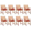 Image de vidaXL Chaises à manger d'extérieur lot de 8 et coussins Acacia massif