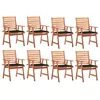 Image de vidaXL Chaises à manger d'extérieur lot de 8 et coussins Acacia massif3078381