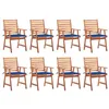 Image de vidaXL Chaises à manger d'extérieur lot de 8 et coussins Acacia massif3078384