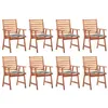 Image de vidaXL Chaises à manger d'extérieur lot de 8 et coussins Acacia massif