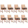 Image de Vidaxl Chaises Ã DÃ®ner D'extÃ©rieur 8 Pcs Avec Coussins Acacia Massif