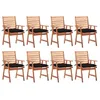 Image de Vidaxl Chaises Ã DÃ®ner D'extÃ©rieur 8 Pcs Avec Coussins Acacia Massif
