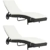 Image de vidaXL Vidaxl Chaises Longues Lot De 2 Avec Roues Et Coussins Résine Tressée