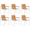 Image de vidaXL Chaises de jardin lot de 6 Bois d'acacia et acier inoxydable3078468