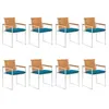 Image de vidaXL Chaises de jardin lot de 8 avec coussins Bois d'acacia solide3078543