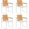 Image de vidaXL Vidaxl Chaises De Jardin Lot De 4 Avec Coussins Bois De Teck Massif
