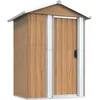 Image de vidaXL Vidaxl Abri De Jardin Marron 126x97,5x177 Cm Acier Galvanisé