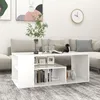 Image de vidaXL Table Basse 100x50x40 Cm En Bois Contreplaqué Blanc Avec Étagères De Rangement