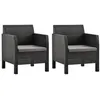 Image de vidaXL Chaises de jardin avec coussins lot de 2 PP Rotin Anthracite