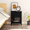 Image de vidaXL Table de chevet Noir 40x30x54,5 cm Acier et verre336052
