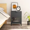 Image de vidaXL Table de chevet Anthracite 40x30x54,5 cm Acier et verre336054