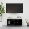 Image de vidaXL Meuble TV Noir 90x30x44 cm Acier et verre