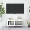 Image de vidaXL Vidaxl Meuble Tv Blanc 90x30x44 Cm Acier Et Verre
