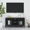 Image de vidaXL Meuble TV Noir 105x35x52 cm Acier et verre