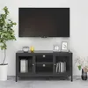 Image de vidaXL Meuble TV Anthracite 105x35x52 cm Acier et verre336060