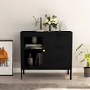 Image de vidaXL Buffet Noir 75x35x70 cm Acier et verre trempé336073