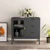 Image de vidaXL Buffet Anthracite 75x35x70 cm Acier et verre trempé336075