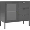 Image de vidaXL Buffet Anthracite 75x35x70 cm Acier et verre trempÃ©