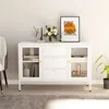 Image de vidaXL Buffet Blanc 105x35x70 cm Acier et verre trempé336077
