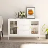 Image de vidaXL Buffet Blanc 105x35x70 cm Acier et verre trempÃ©
