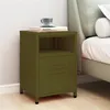 Image de vidaXL Table de chevet Vert olive 35x35x51 cm Acier336216