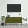 Image de vidaXL Meuble TV Vert olive 105x35x50 cm Acier336225