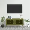 Image de vidaXL Meuble TV Vert olive 105x35x50 cm Acier336234