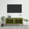 Image de vidaXL Vidaxl Meuble Tv Vert Olive 105x35x50 Cm Acier