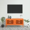 Image de vidaXL Meuble Tv 1 Pièce 2 Portes Grillagées Étagère Réglable Acier Orange 105x35x50 Cm