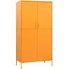 Image de vidaXL Armoire Avec 4 Étagères Ajustables Et Barre De Suspension Jaune Moutarde 90x50x180 Cm Acier