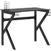 Image de vidaXL Vidaxl Bureau De Jeu Avec Pieds En Forme De K Noir 90x60x75 Cm