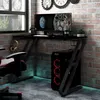 Image de vidaXL Bureau de jeu avec pieds en forme de ZZ Noir 110x60x75 cm325412