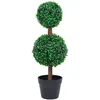 Image de vidaXL vidaXL Plante de buis artificiel avec pot Forme de boule Vert 60 cm