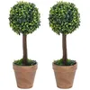 Image de vidaXL vidaXL Plantes de buis artificiel 2 pcs avec pots Boule Vert 33 cm